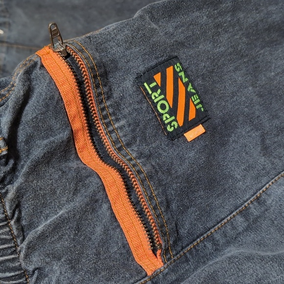 Levis Sport Jeans Vintage 80s Mom Jeans Snap Ankle Grey Acid Wash Orange Accent - Picture 10 of 14